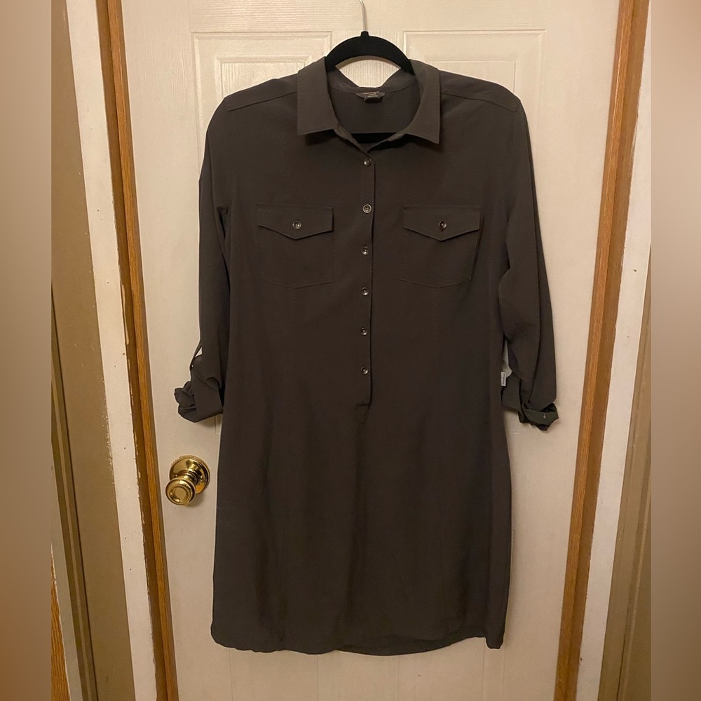 Eddie Bauer Dark Olive Utility Shirt Dress